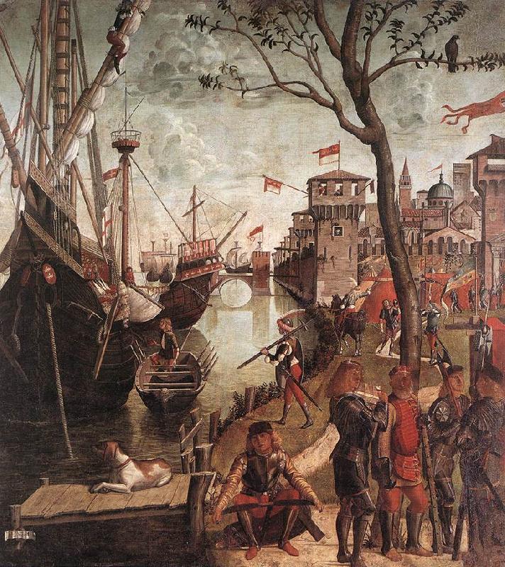 CARPACCIO, Vittore The Arrival of the Pilgrims in Cologne d oil painting picture